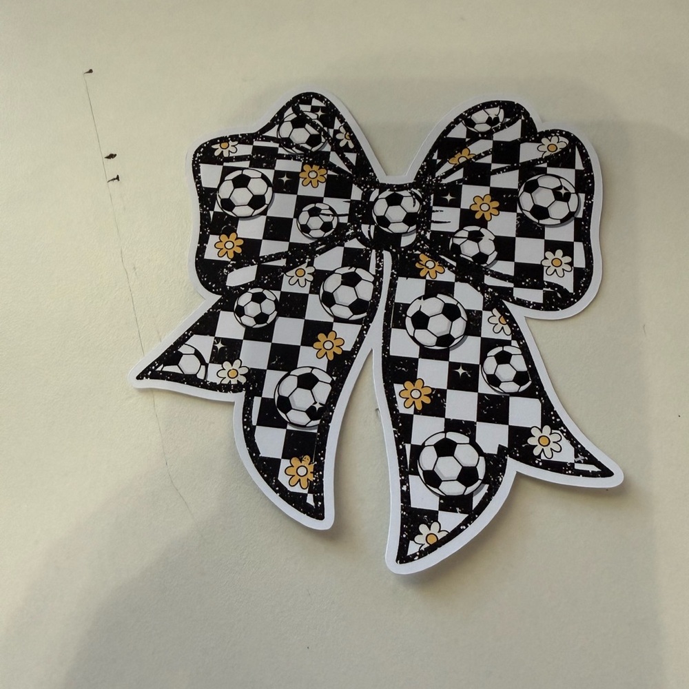 Soccer ball‎ with flowers bow card stock car freshie scent varies